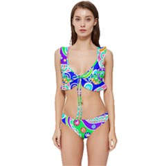 Crazy Pop Art - Doodle Lover   Low Cut Ruffle Edge Bikini Set by ConteMonfrey