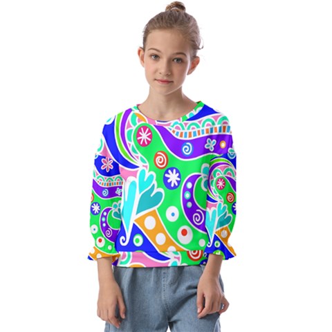 Crazy Pop Art - Doodle Lover   Kids  Cuff Sleeve Top by ConteMonfrey