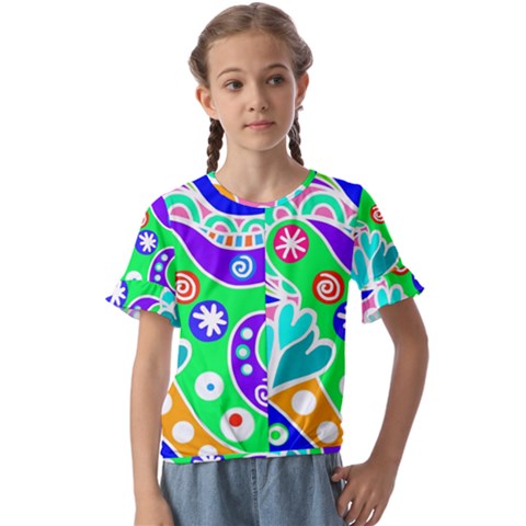 Crazy Pop Art - Doodle Lover   Kids  Cuff Sleeve Scrunch Bottom Tee by ConteMonfrey