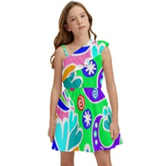 Crazy Pop Art - Doodle Lover   Kids  One Shoulder Party Dress by ConteMonfrey