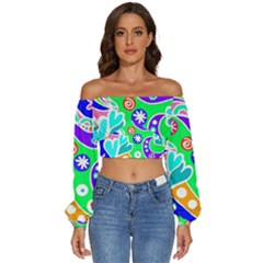 Crazy Pop Art - Doodle Lover   Long Sleeve Crinkled Weave Crop Top by ConteMonfrey