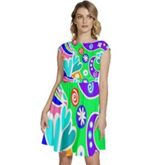 Crazy Pop Art - Doodle Lover   Cap Sleeve High Waist Dress by ConteMonfrey