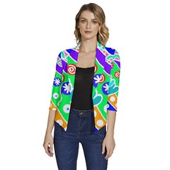 Crazy Pop Art - Doodle Lover   Women s Draped Front 3/4 Sleeve Shawl Collar Jacket by ConteMonfrey