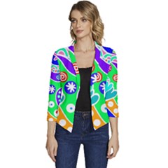 Crazy Pop Art - Doodle Lover   Women s Casual 3/4 Sleeve Spring Jacket by ConteMonfrey