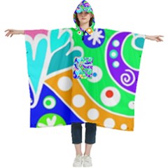 Crazy Pop Art - Doodle Lover   Women s Hooded Rain Ponchos