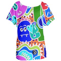 Crazy Pop Art - Doodle Buddies  Women s Oversized Tee