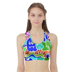 Crazy Pop Art - Doodle Buddies  Sports Bra With Border