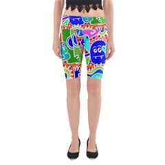 Crazy Pop Art - Doodle Buddies  Yoga Cropped Leggings by ConteMonfrey