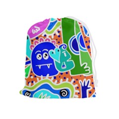 Crazy Pop Art - Doodle Buddies  Drawstring Pouch (xl) by ConteMonfrey