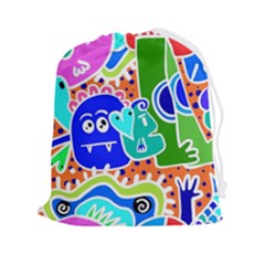 Crazy Pop Art - Doodle Buddies  Drawstring Pouch (2xl) by ConteMonfrey