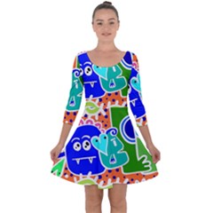 Crazy Pop Art - Doodle Buddies  Quarter Sleeve Skater Dress by ConteMonfrey