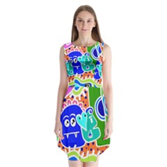 Crazy Pop Art - Doodle Buddies  Sleeveless Chiffon Dress   by ConteMonfrey