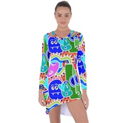 Crazy Pop Art - Doodle Buddies  Asymmetric Cut-out Shift Dress by ConteMonfrey