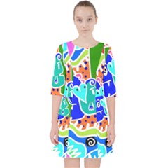 Crazy Pop Art - Doodle Buddies  Quarter Sleeve Pocket Dress by ConteMonfrey