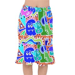 Crazy Pop Art - Doodle Buddies  Short Mermaid Skirt by ConteMonfrey