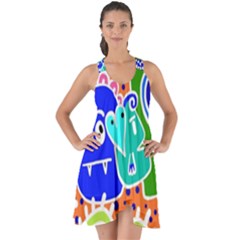 Crazy Pop Art - Doodle Buddies  Show Some Back Chiffon Dress by ConteMonfrey