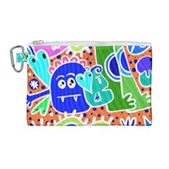 Crazy Pop Art - Doodle Buddies  Canvas Cosmetic Bag (large) by ConteMonfrey