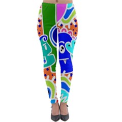 Crazy Pop Art - Doodle Buddies  Lightweight Velour Leggings by ConteMonfrey