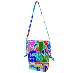 Crazy Pop Art - Doodle Buddies  Folding Shoulder Bag by ConteMonfrey