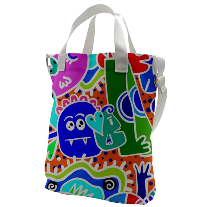 Crazy Pop Art - Doodle Buddies  Canvas Messenger Bag