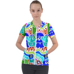 Crazy Pop Art - Doodle Buddies  Short Sleeve Zip Up Jacket by ConteMonfrey