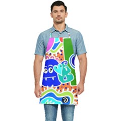 Crazy Pop Art - Doodle Buddies  Kitchen Apron by ConteMonfrey