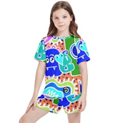 Crazy Pop Art - Doodle Buddies  Kids  Tee And Sports Shorts Set by ConteMonfrey