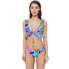 Crazy Pop Art - Doodle Buddies  Low Cut Ruffle Edge Bikini Set by ConteMonfrey