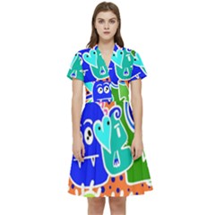 Crazy Pop Art - Doodle Buddies  Short Sleeve Waist Detail Dress by ConteMonfrey