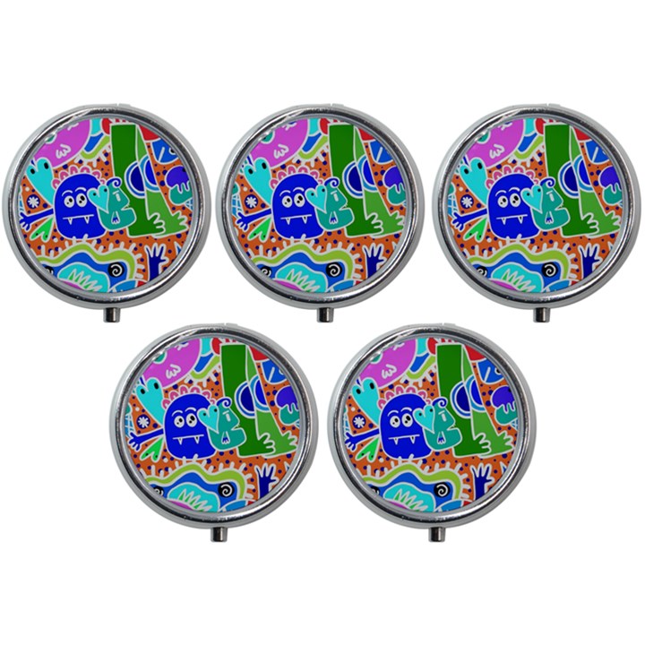 Crazy Pop Art - Doodle Buddies  Mini Round Pill Box (Pack of 5)