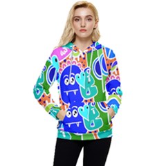 Crazy Pop Art - Doodle Buddies  Women s Lightweight Drawstring Hoodie