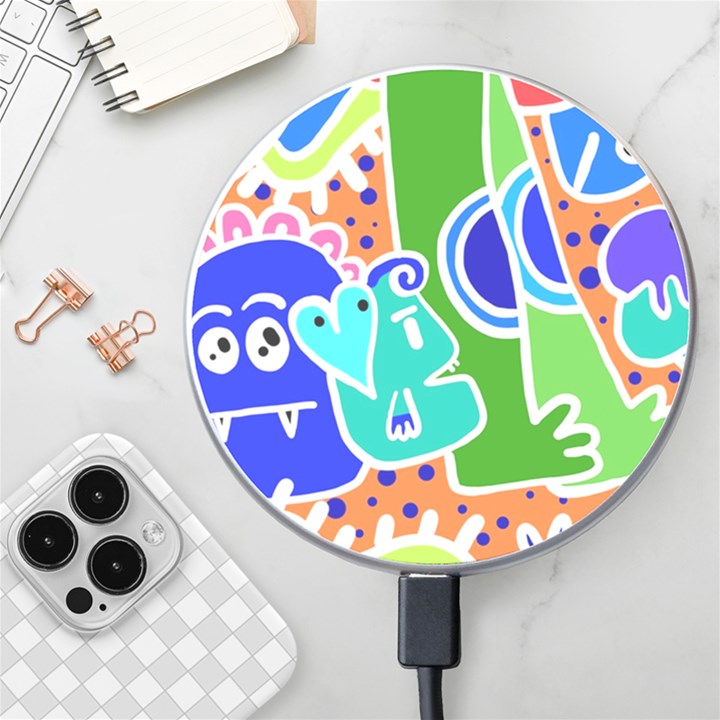 Crazy Pop Art - Doodle Buddies  Wireless Fast Charger(White)