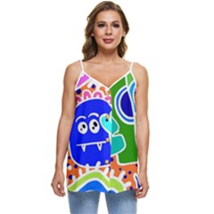 Crazy Pop Art - Doodle Buddies  Casual Spaghetti Strap Chiffon Top by ConteMonfrey