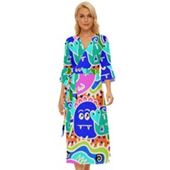 Crazy Pop Art - Doodle Buddies  Midsummer Wrap Dress by ConteMonfrey