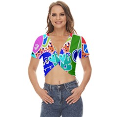 Crazy Pop Art - Doodle Buddies  Twist Front Crop Top by ConteMonfrey