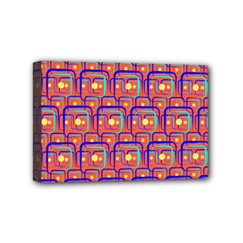 Pink Yellow Neon Squares - Modern Abstract Mini Canvas 6  X 4  (stretched) by ConteMonfrey