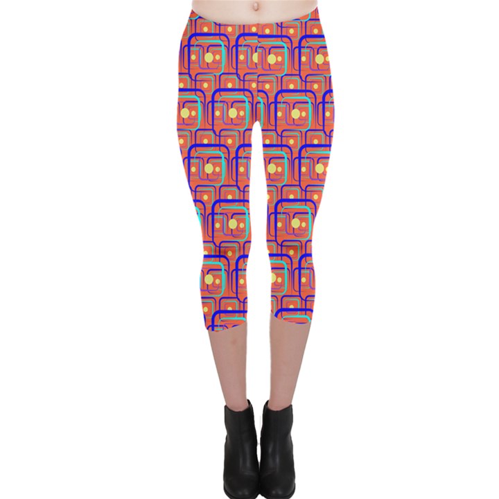 Pink Yellow Neon Squares - Modern Abstract Capri Leggings 