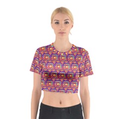 Pink Yellow Neon Squares - Modern Abstract Cotton Crop Top by ConteMonfrey