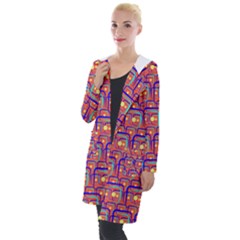 Pink Yellow Neon Squares - Modern Abstract Hooded Pocket Cardigan by ConteMonfrey