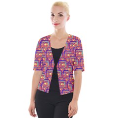 Pink Yellow Neon Squares - Modern Abstract Cropped Button Cardigan by ConteMonfrey