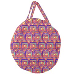 Pink Yellow Neon Squares - Modern Abstract Giant Round Zipper Tote by ConteMonfrey