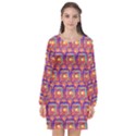 Pink Yellow Neon Squares - Modern Abstract Long Sleeve Chiffon Shift Dress  View1