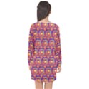 Pink Yellow Neon Squares - Modern Abstract Long Sleeve Chiffon Shift Dress  View2