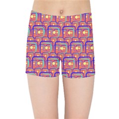 Pink Yellow Neon Squares - Modern Abstract Kids  Sports Shorts by ConteMonfrey