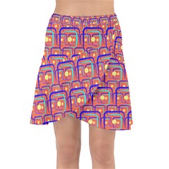 Pink Yellow Neon Squares - Modern Abstract Wrap Front Skirt by ConteMonfrey