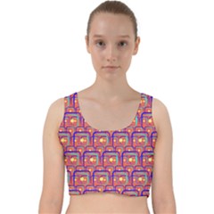 Pink Yellow Neon Squares - Modern Abstract Velvet Racer Back Crop Top by ConteMonfrey