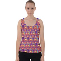 Pink Yellow Neon Squares - Modern Abstract Velvet Tank Top by ConteMonfrey