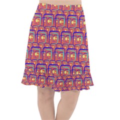 Pink Yellow Neon Squares - Modern Abstract Fishtail Chiffon Skirt by ConteMonfrey