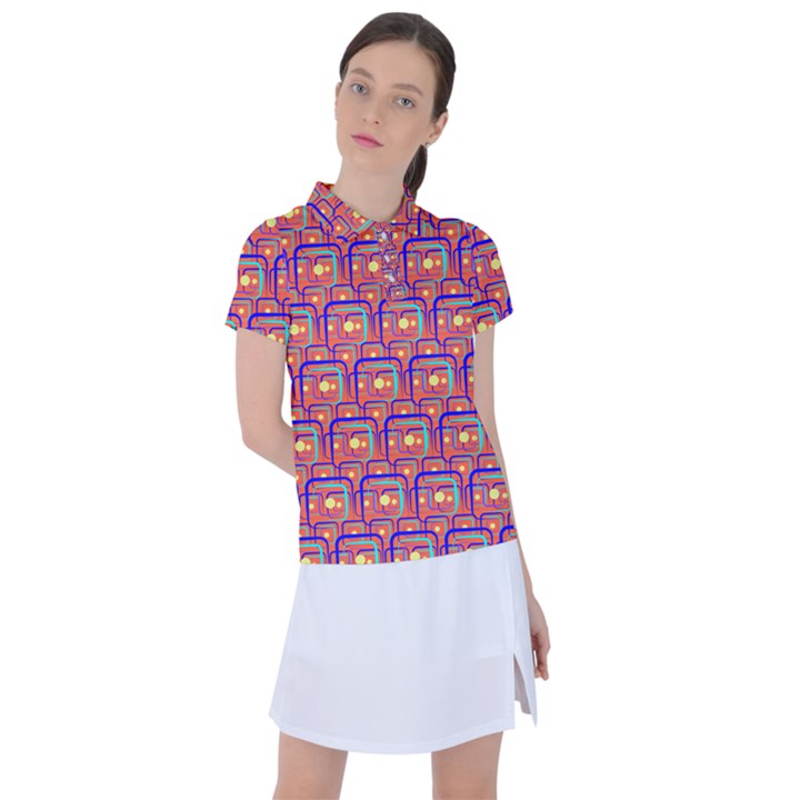 Pink Yellow Neon Squares - Modern Abstract Women s Polo Tee