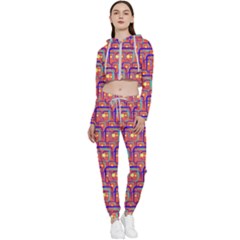 Pink Yellow Neon Squares - Modern Abstract Cropped Zip Up Lounge Set by ConteMonfrey